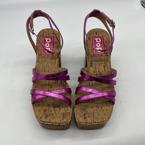 Pop Womens Admission Heeled Sandals Pink Fuschia Size 8M - Picture 5 of 11